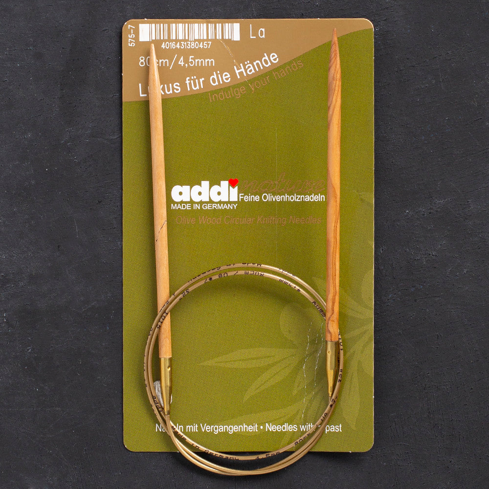 Addi Olive Wood 4.5mm 80cm Circular Knitting Needles - 575-7