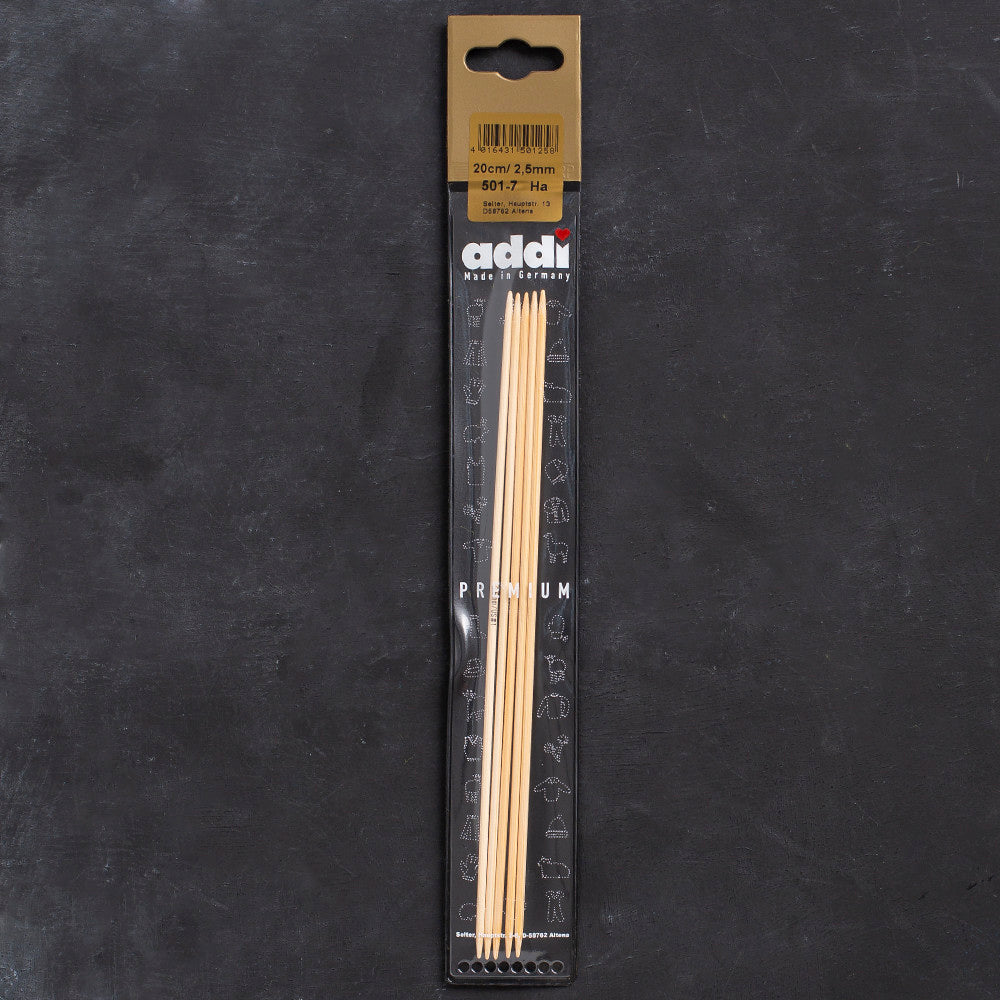 Addi 2.5mm 20cm Bamboo Double-pointed Needles - 501-7/20/2.5