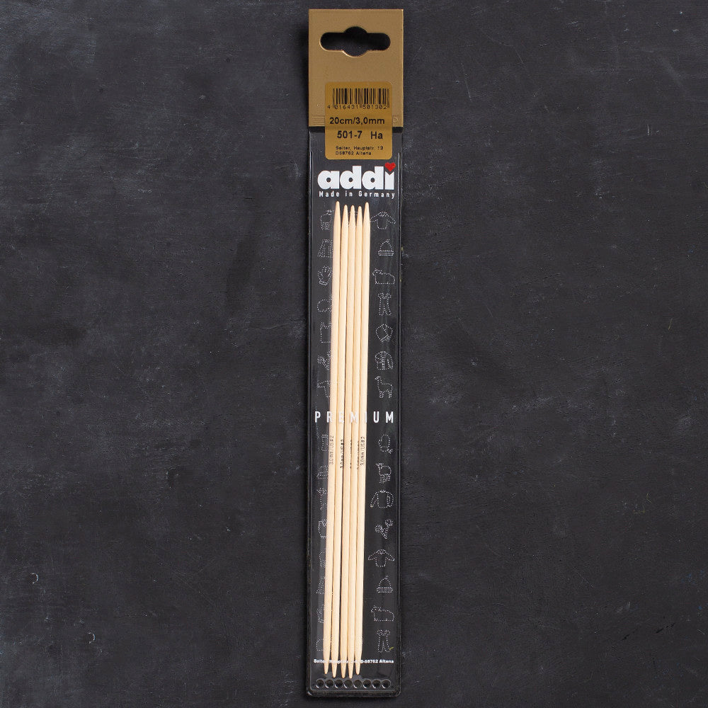 Addi 3mm 20cm Bamboo Jacket Knitting Needles - 500-7/20/3
