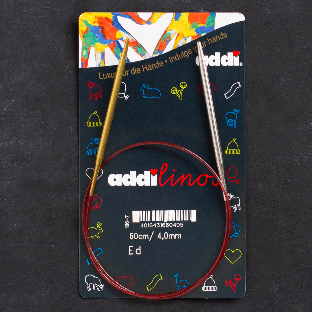 Addi Addilinos 4mm 60cm Short Tips Circular Knitting Needles - 106-7