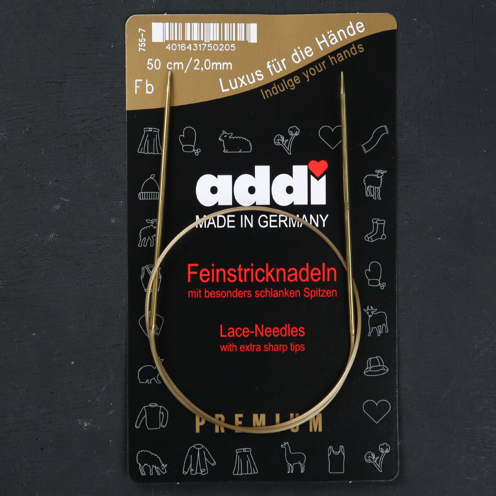 Addi 2mm 50cm Circular Lace Knitting Needles - 755-7/50/2