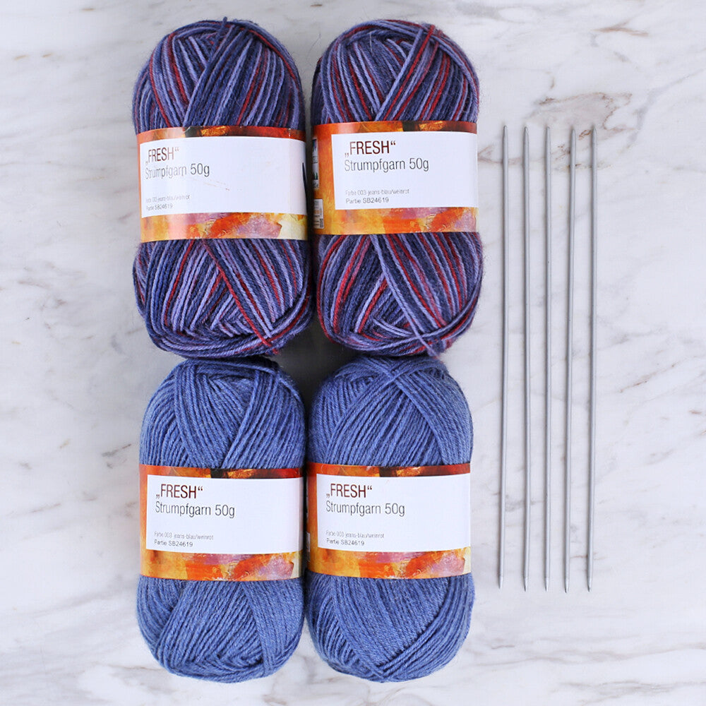 Createlli 4 Skeins Socks Yarn, Variegated - 003
