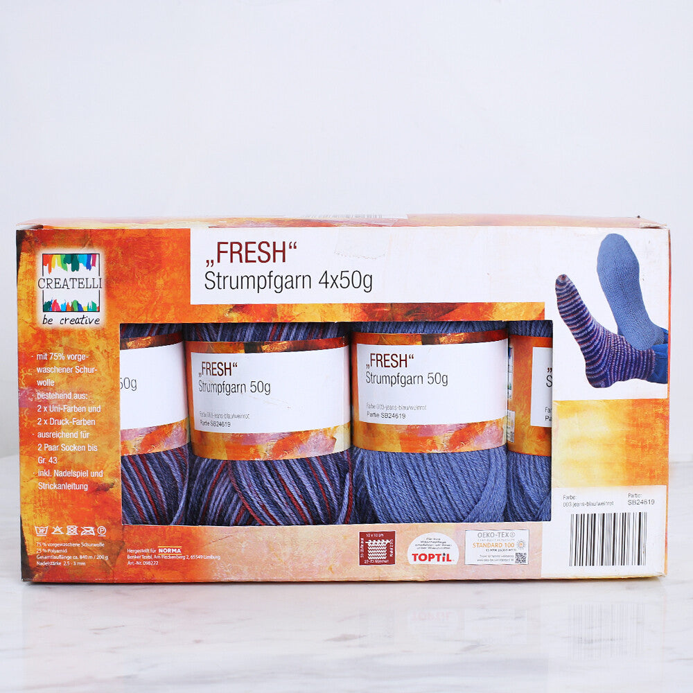 Createlli 4 Skeins Socks Yarn, Variegated - 003