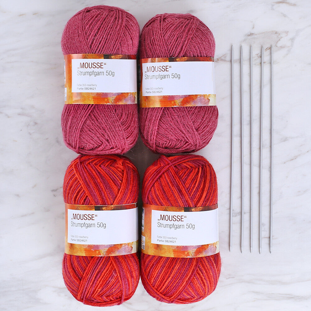 Createlli 4 Skeins Socks Yarn, Variegated - 353