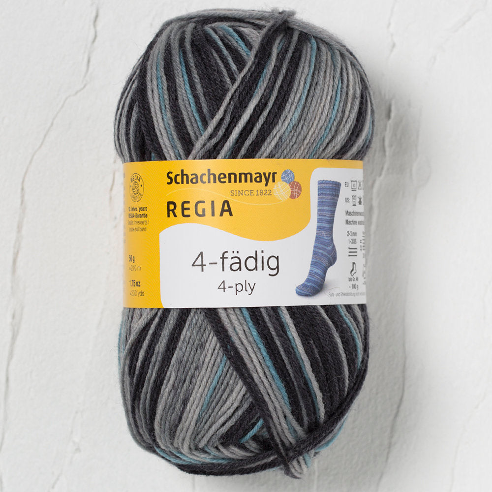 Schachenmayr Regia 4-Ply 50gr Color Sock Yarn, Multi Grey - 9801281-07390