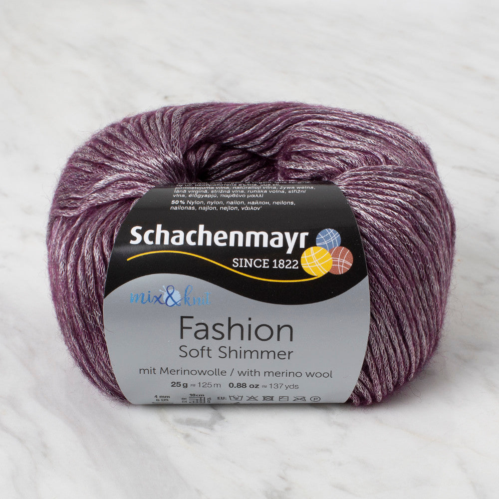 Schachenmayr Fashion Soft Shimmer 25 gr Knitting Yarn, Purple - 9807356 - 00046