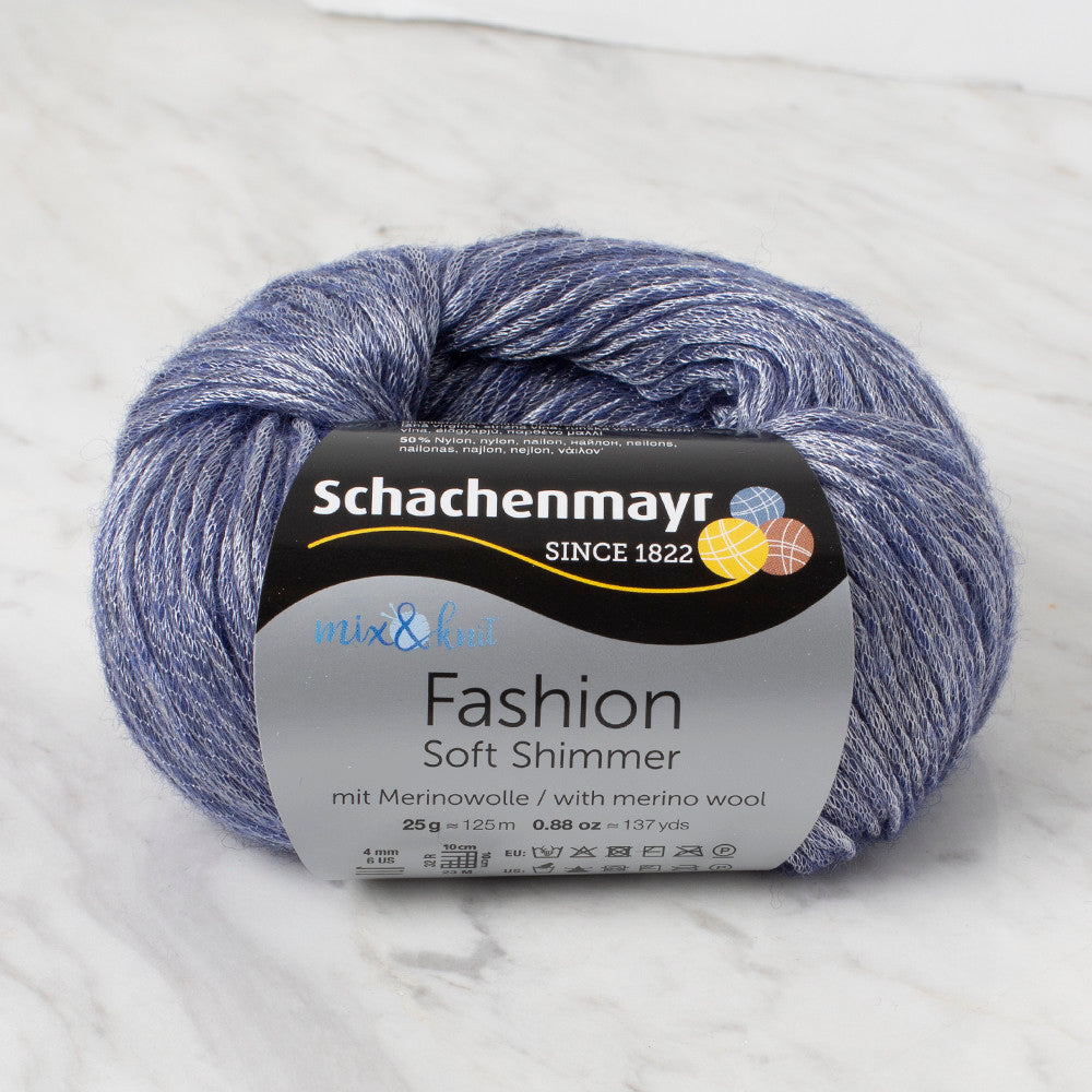 Schachenmayr Fashion Soft Shimmer 25 gr Knitting Yarn, Blue - 9807356 - 00053