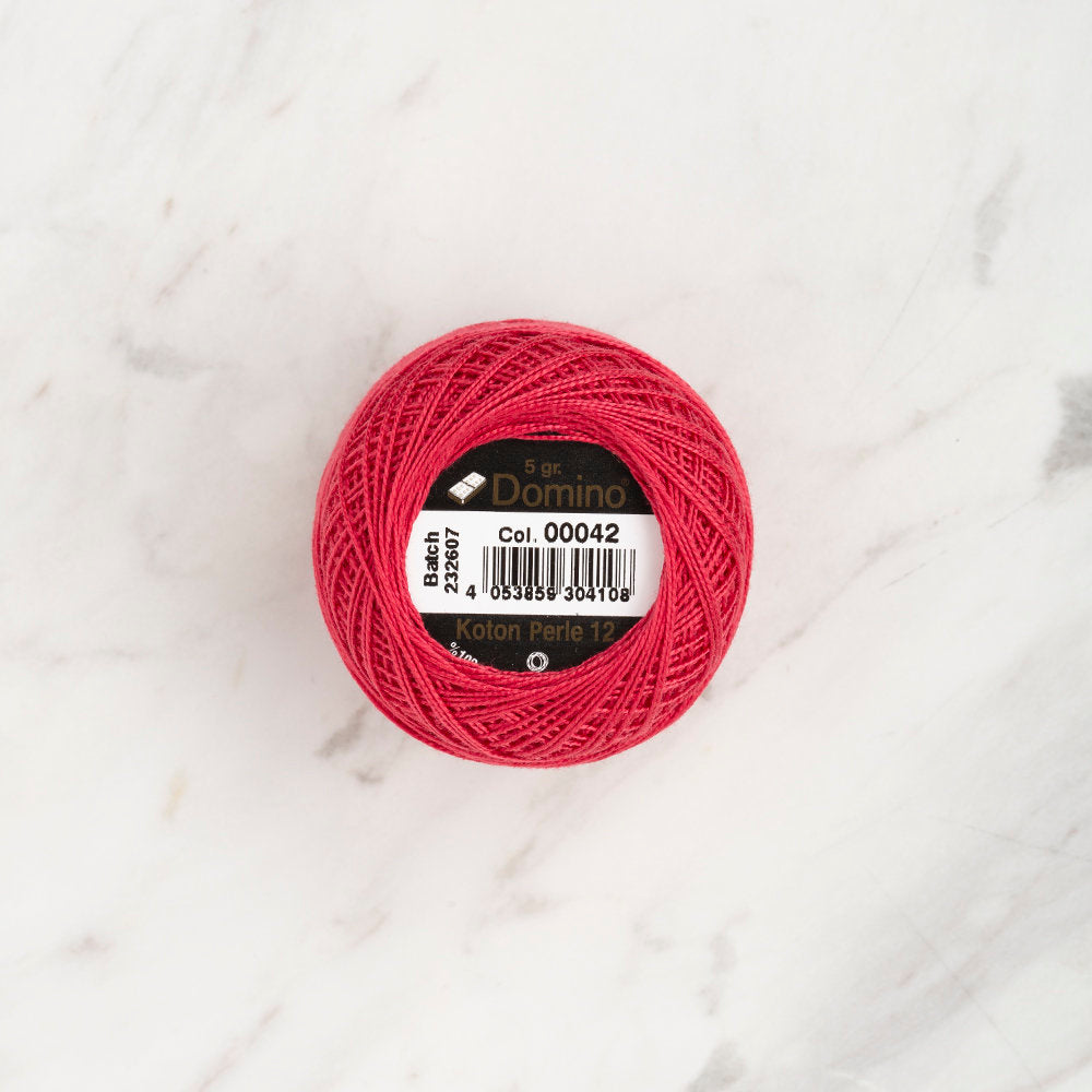 Domino Cotton Perle Size 12 Embroidery Thread (5 g), Red - 4590012-00042