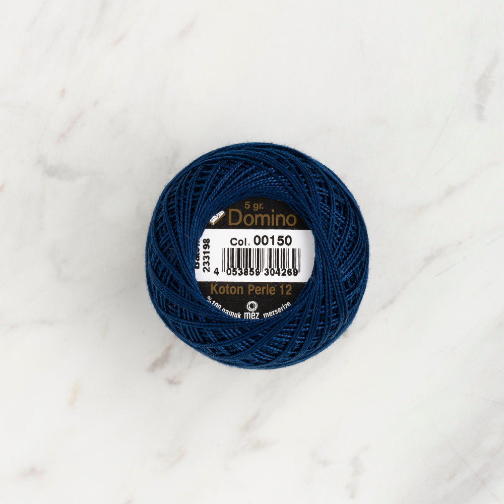 Domino Cotton Perle Size 12 Embroidery Thread (5 g), Dark Blue - 4590012-K0150