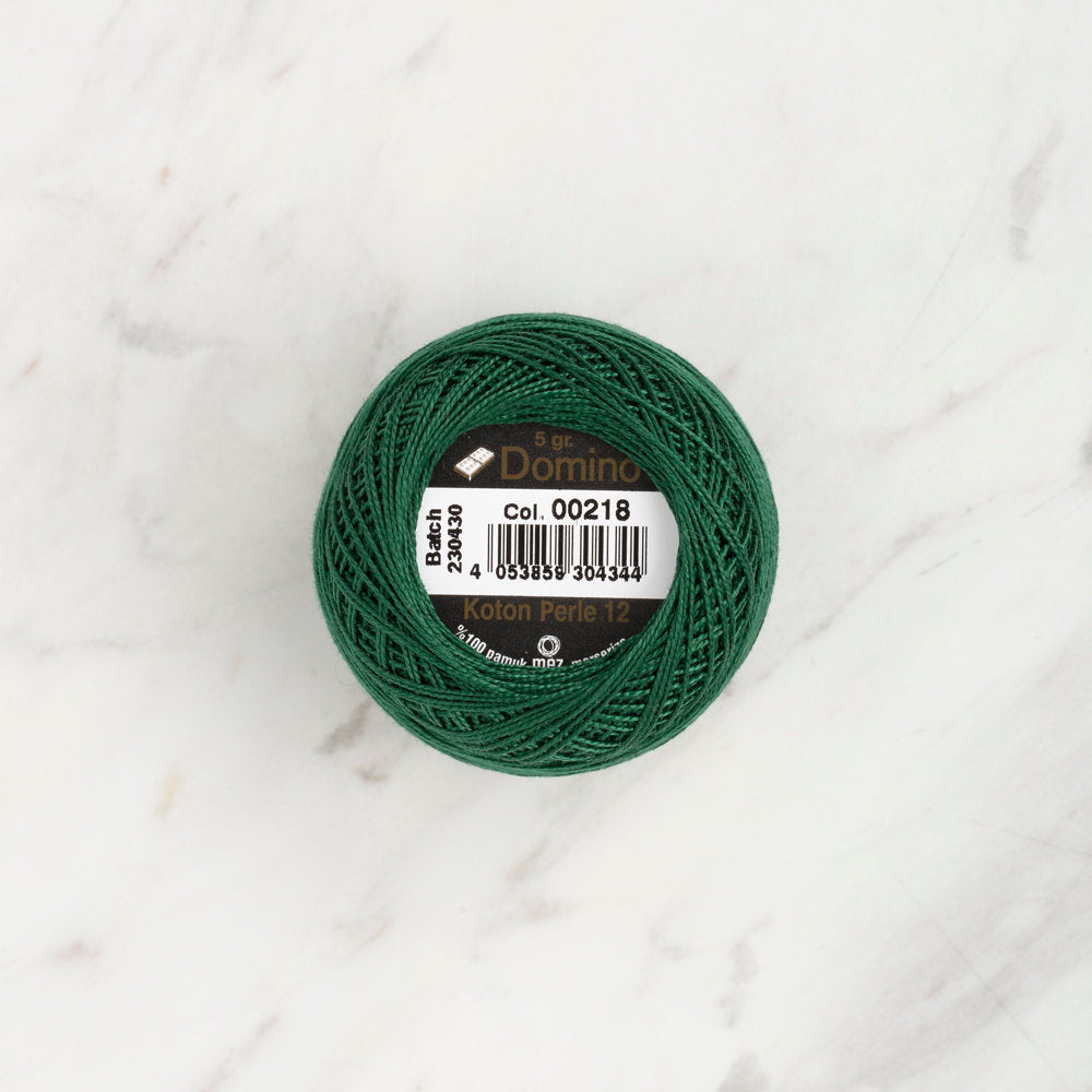 Domino Cotton Perle Size 12 Embroidery Thread (5 g), Dark Green - 4590012-00218