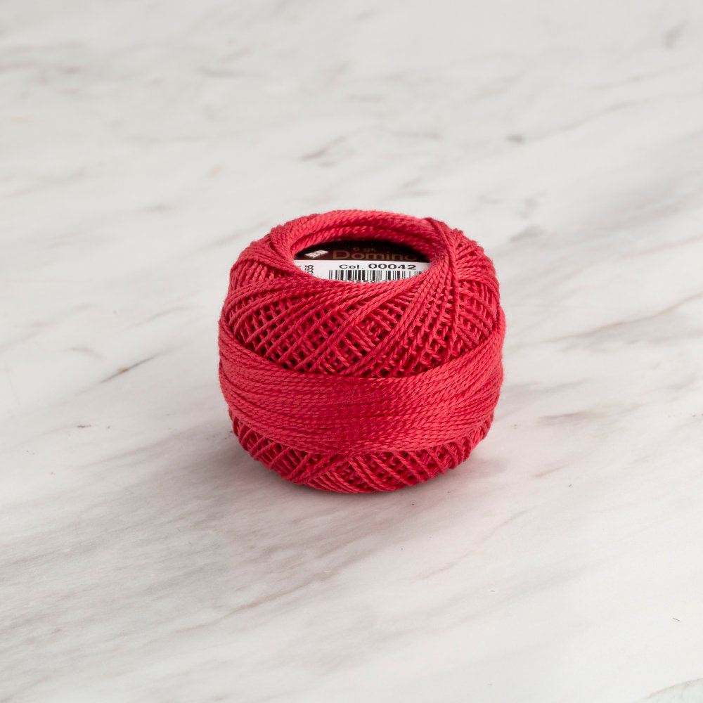 Domino Cotton Perle Size 8 Embroidery Thread (8 g), Light Red - 4598008-00042