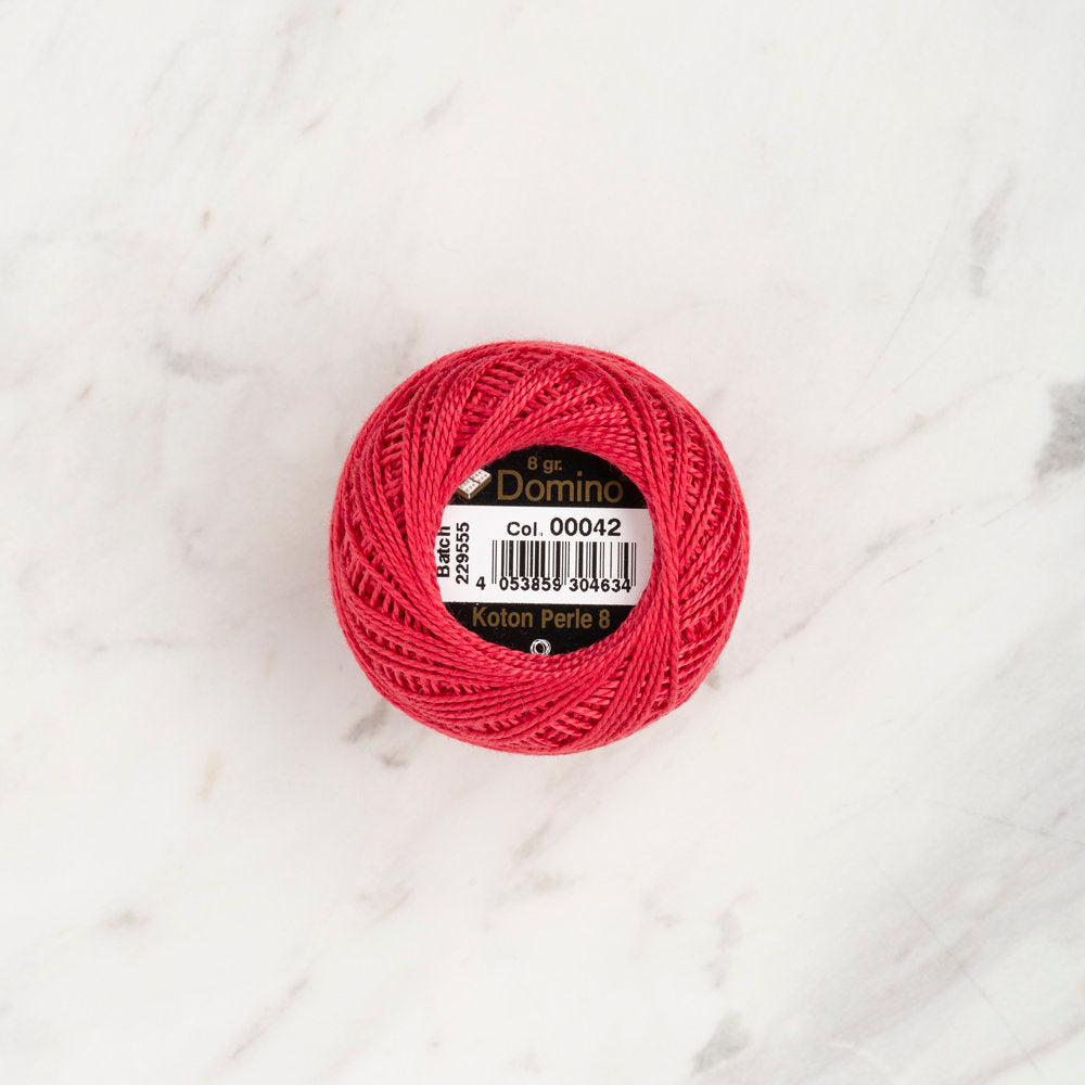 Domino Cotton Perle Size 8 Embroidery Thread (8 g), Light Red - 4598008-00042