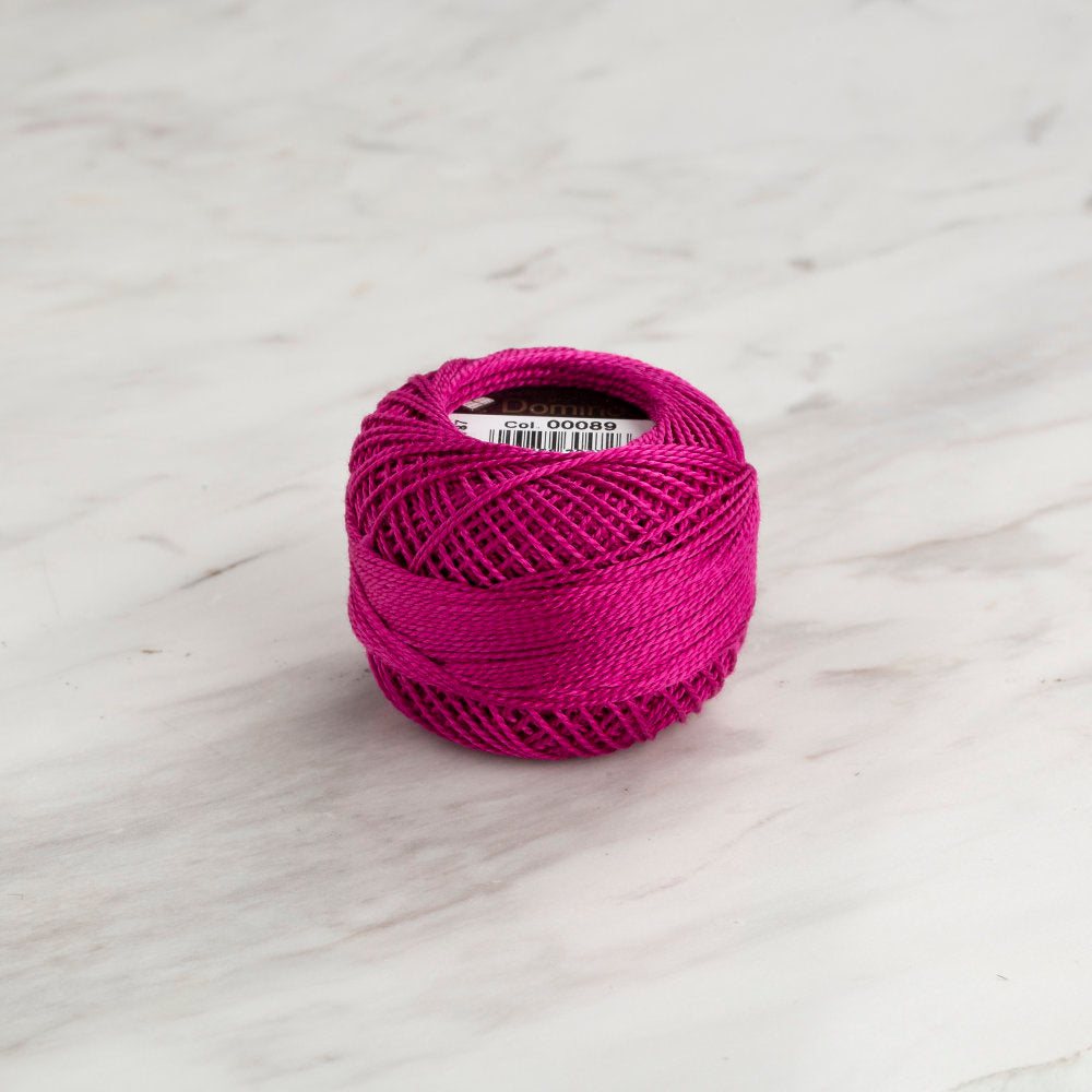 Domino Cotton Perle Size 8 Embroidery Thread (8 g), Fuchsia - 4598008-00089