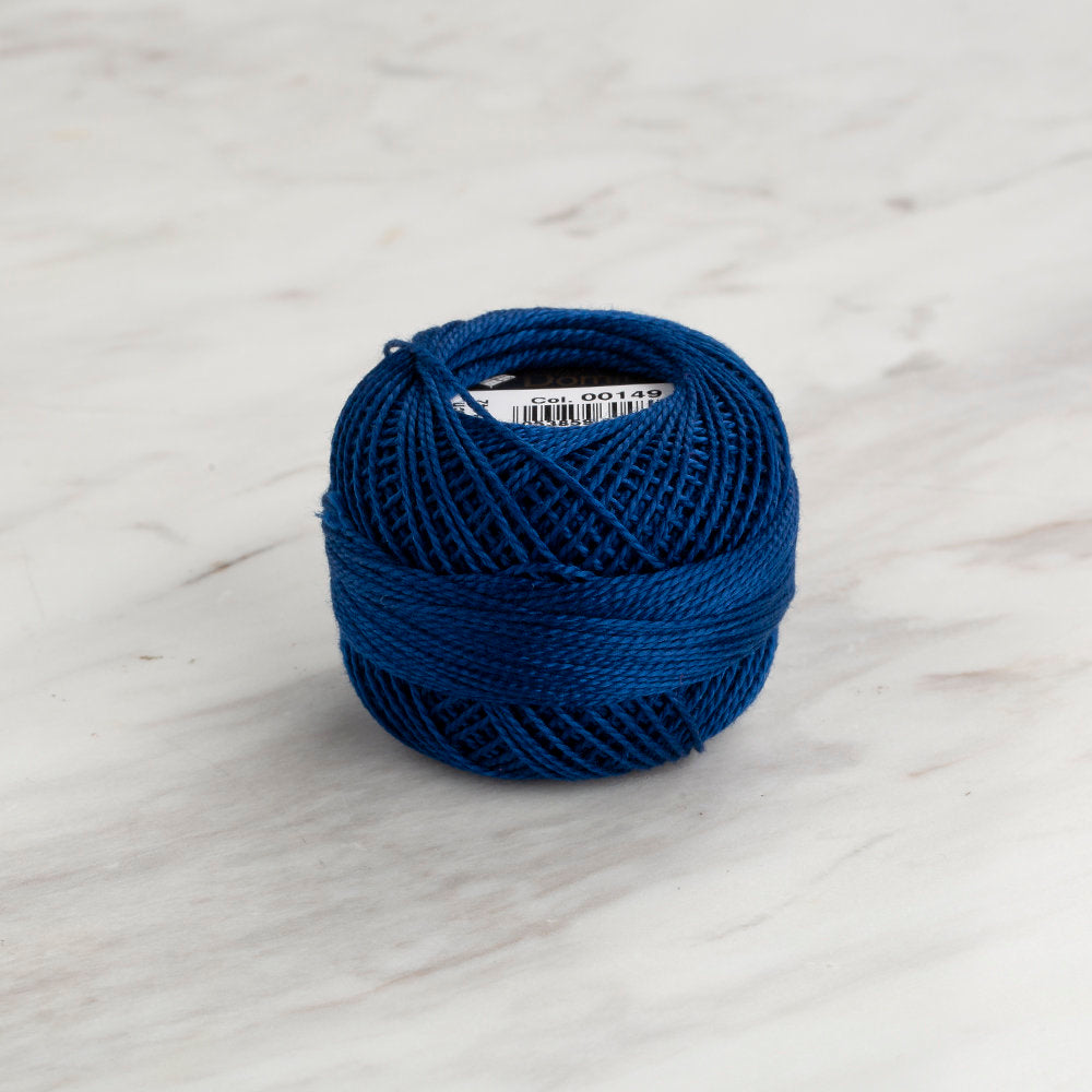 Domino Cotton Perle Size 8 Embroidery Thread (8 g), Dark Blue - 4598008-00149