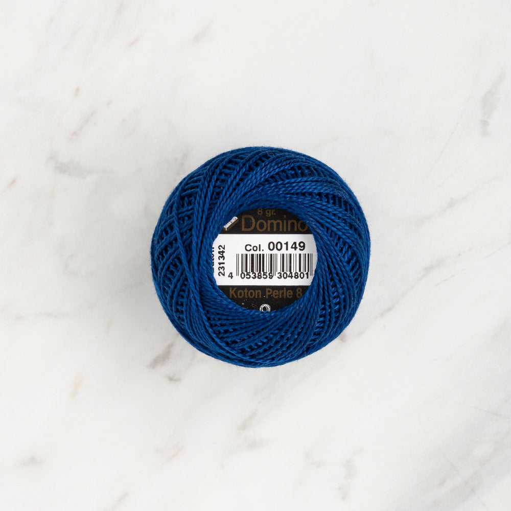Domino Cotton Perle Size 8 Embroidery Thread (8 g), Dark Blue - 4598008-00149