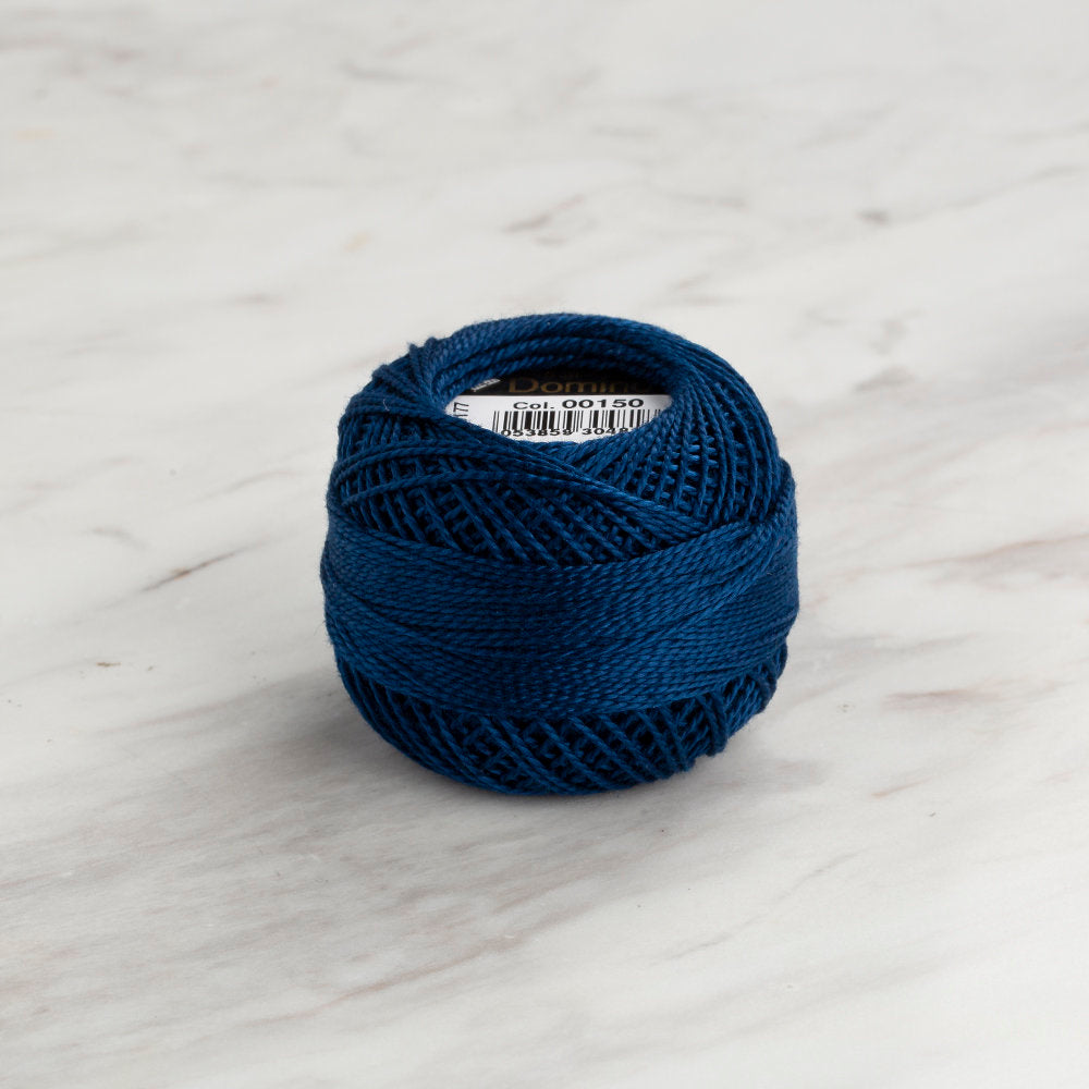 Domino Cotton Perle Size 8 Embroidery Thread (8 g), Dark Blue - 4598008-00150