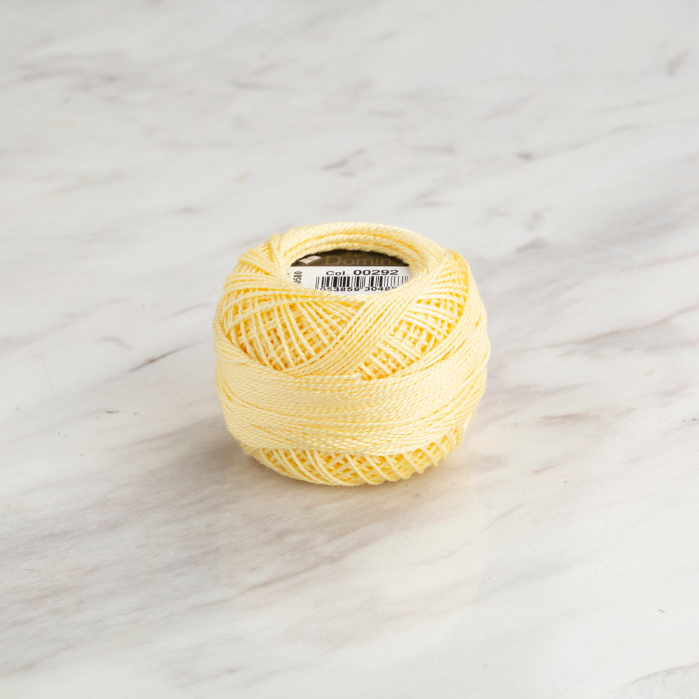 Domino Cotton Perle Size 8 Embroidery Thread (8 g), Light Yellow - 4598008-00292