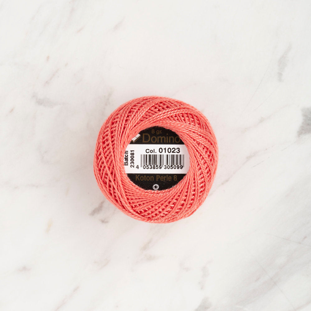 Domino Cotton Perle Size 8 Embroidery Thread (8 g), Dark Vermilion - 4598008-01023