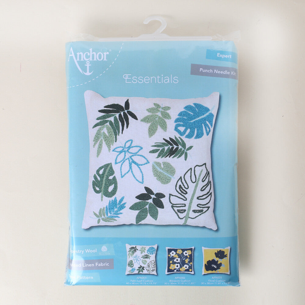 Anchor 40x40cm Punch Needle Palm Leaf Cushion Kit - APN001