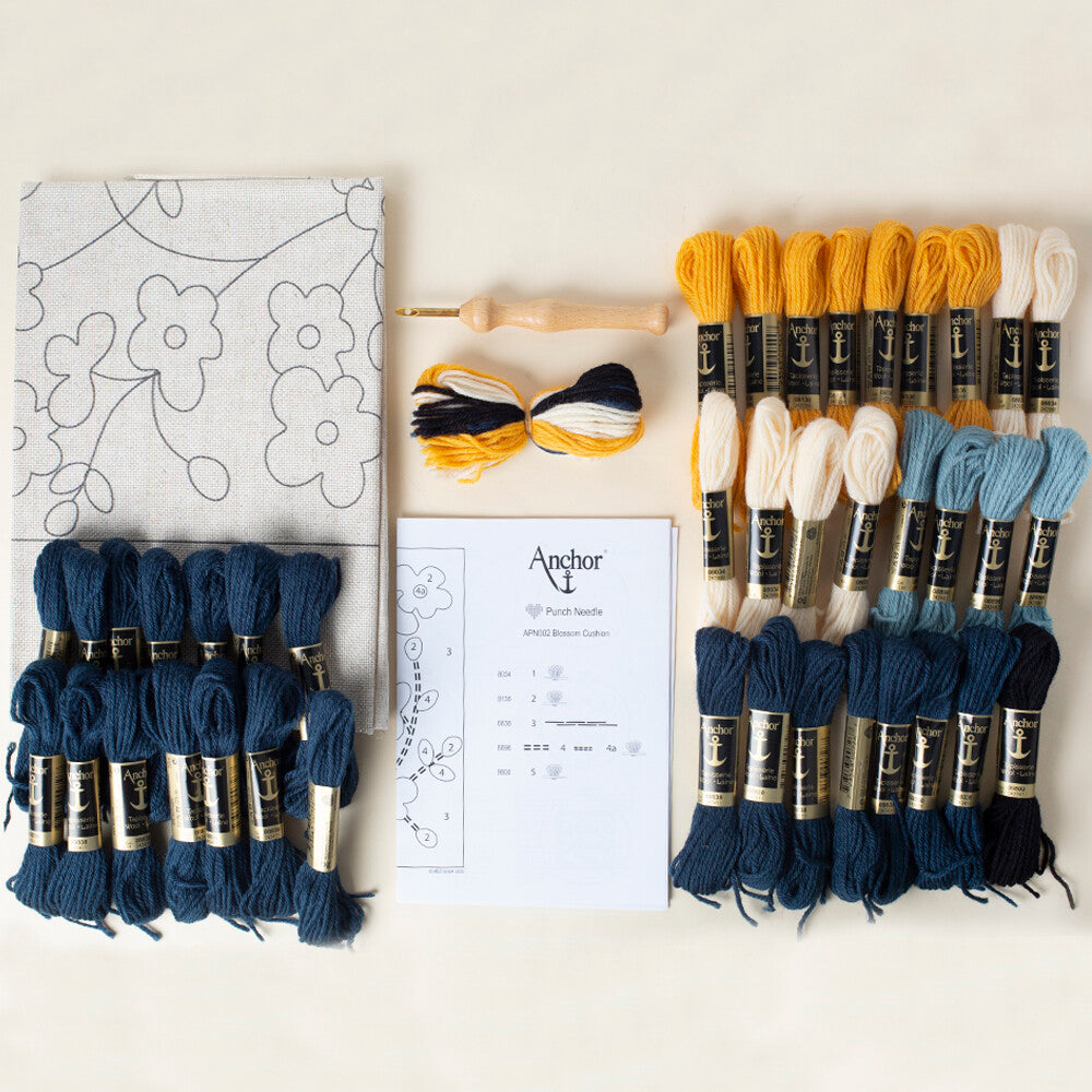 Anchor 30x30cm Punch Needle Blossom Cushion Kit - APN002