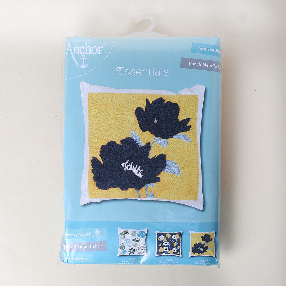 Anchor 30x30cm Punch Needle Floral Cushion Kit - APN003