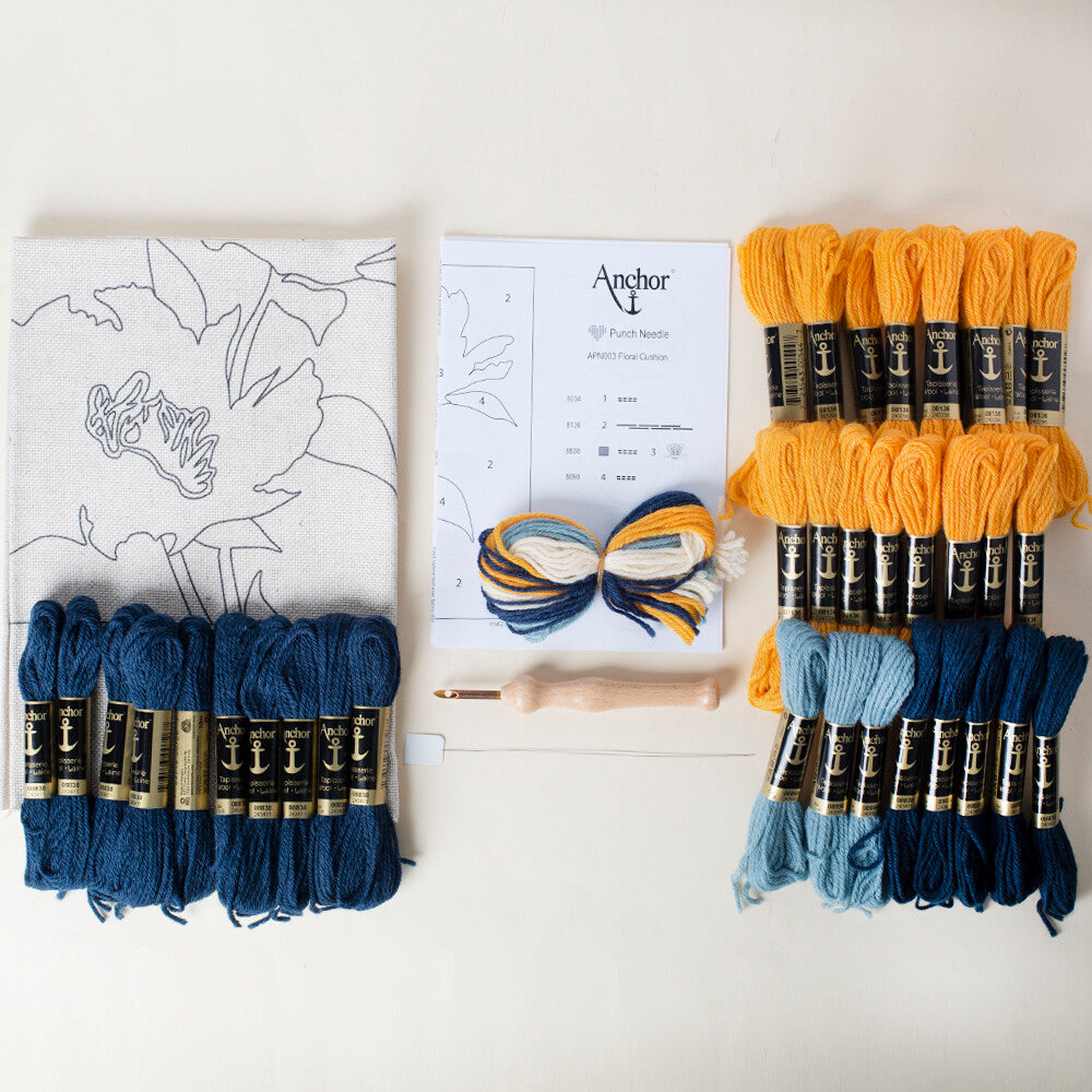 Anchor 30x30cm Punch Needle Floral Cushion Kit - APN003