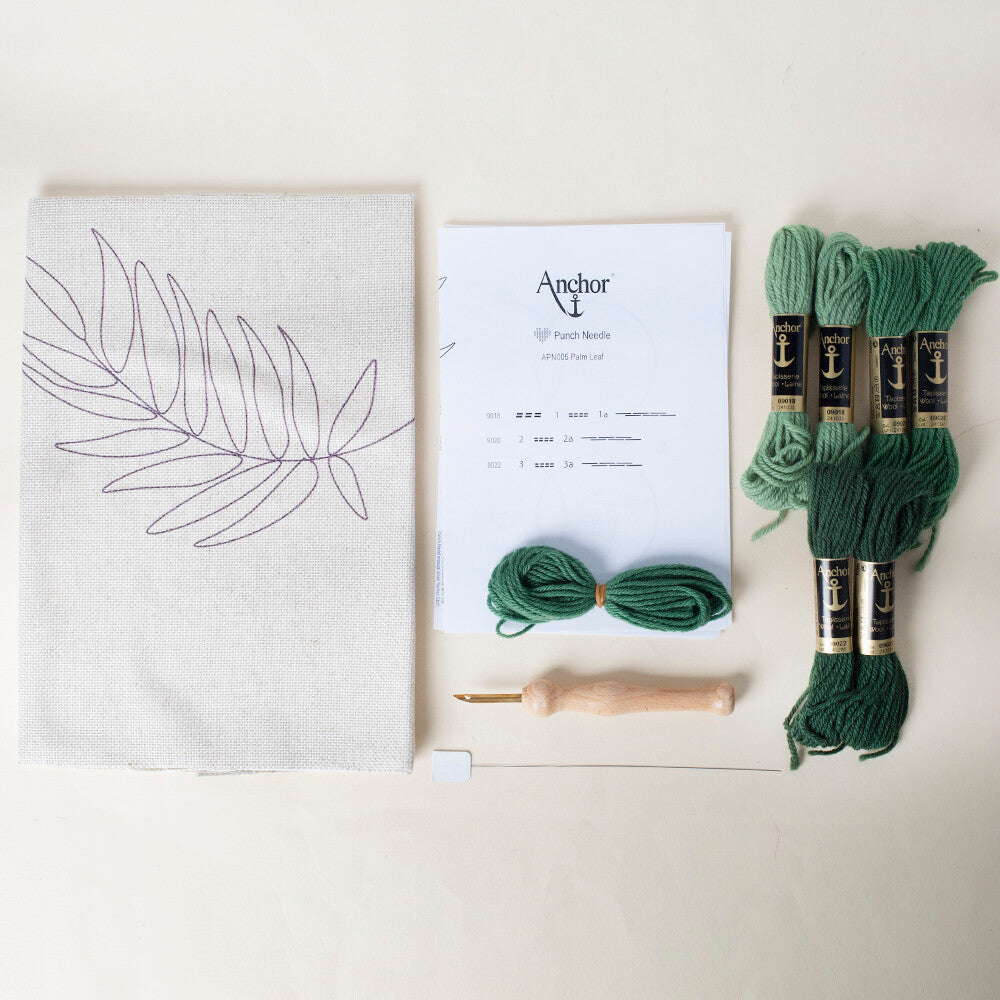 Anchor 20cm Punch Needle Palm Leaf Kit - APN005