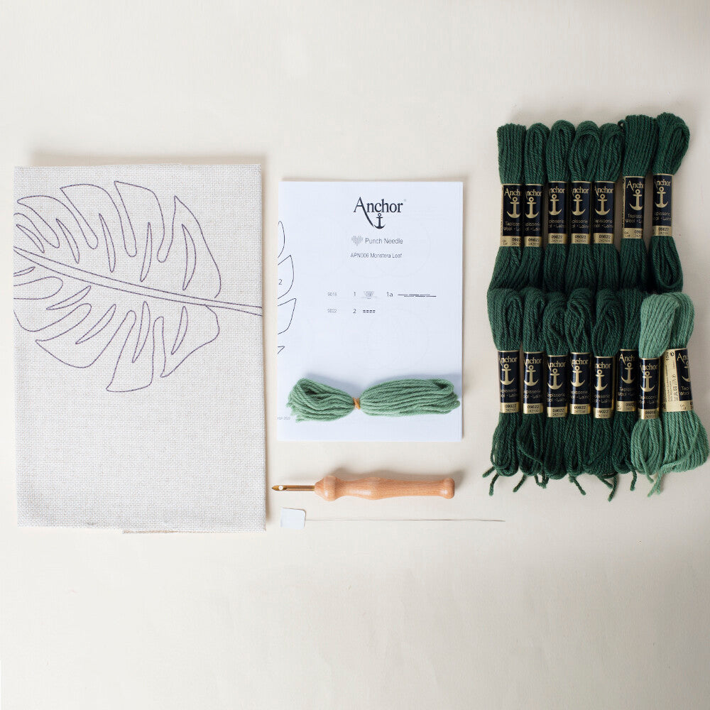 Anchor 20cm Punch Needle Monstera Leaf Kit - APN006