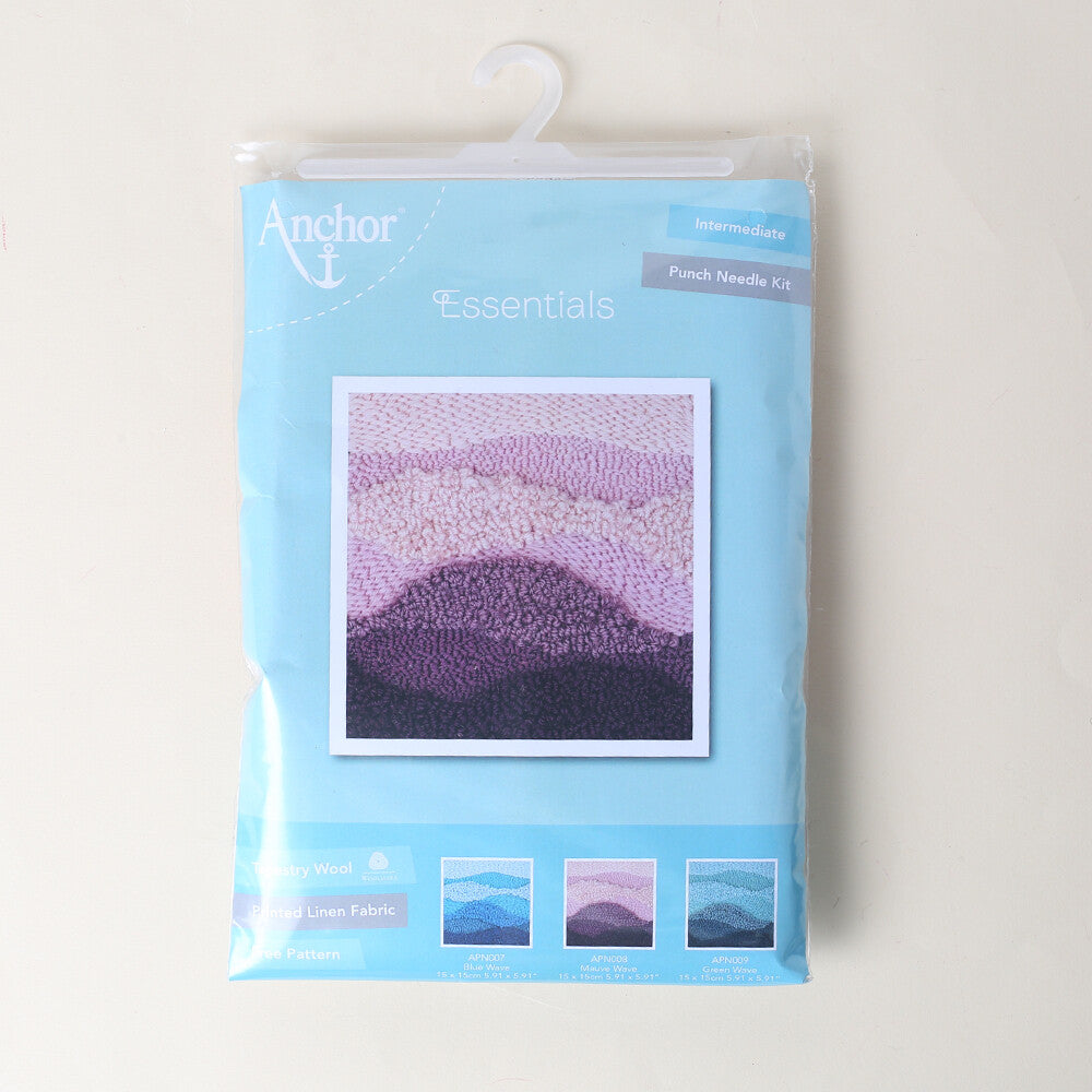 Anchor 15x15cm Punch Needle Mauve Wave Kit - APN008