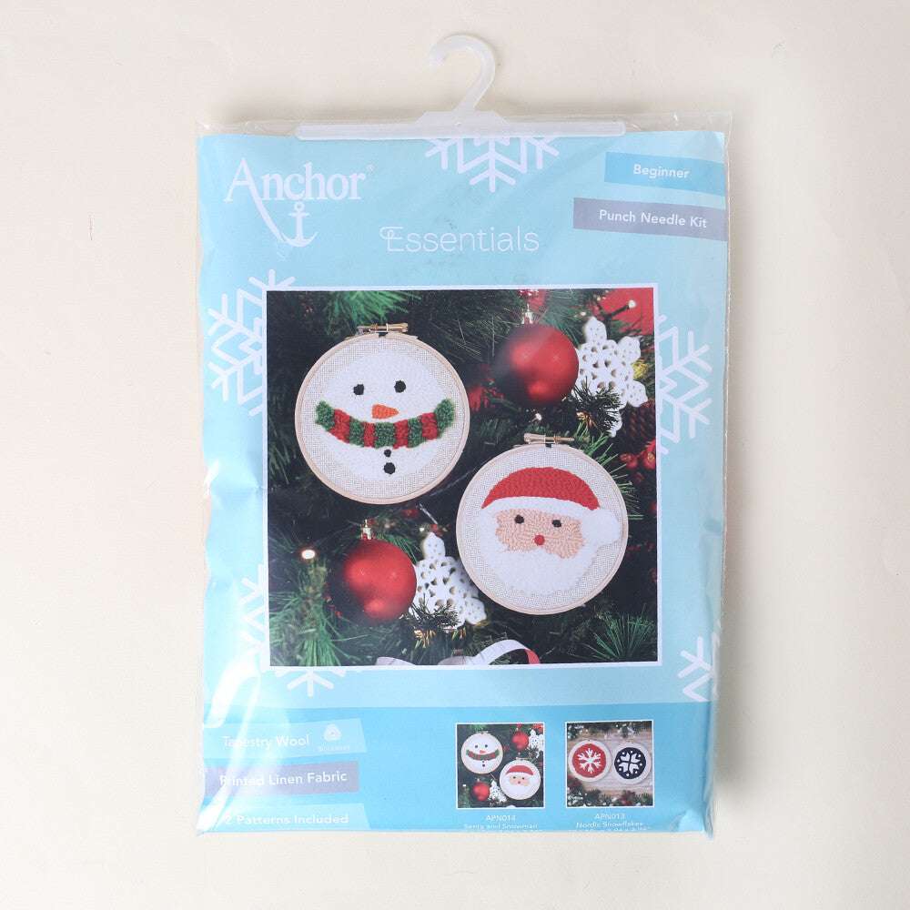 Anchor Punch Needle Kit Set in 2, Santa and Snowman - APN014