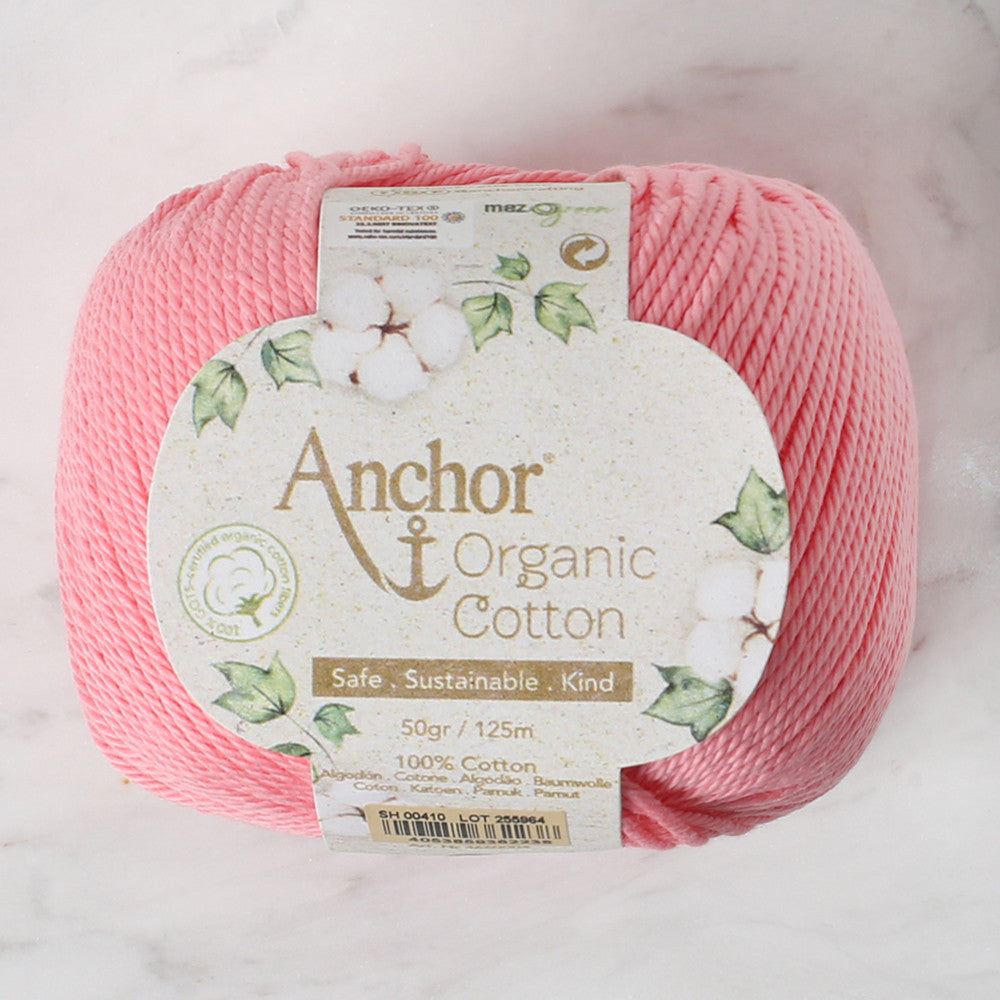 Anchor Organic Cotton Knitting Yarn, Pink - SH 00410