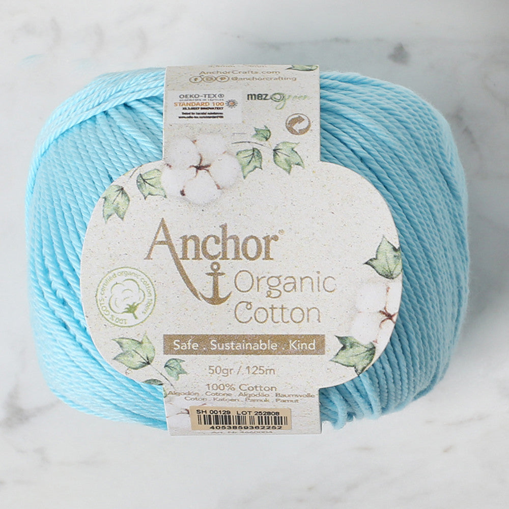 Anchor Organic Cotton Knitting Yarn, Cyan - SH 00129