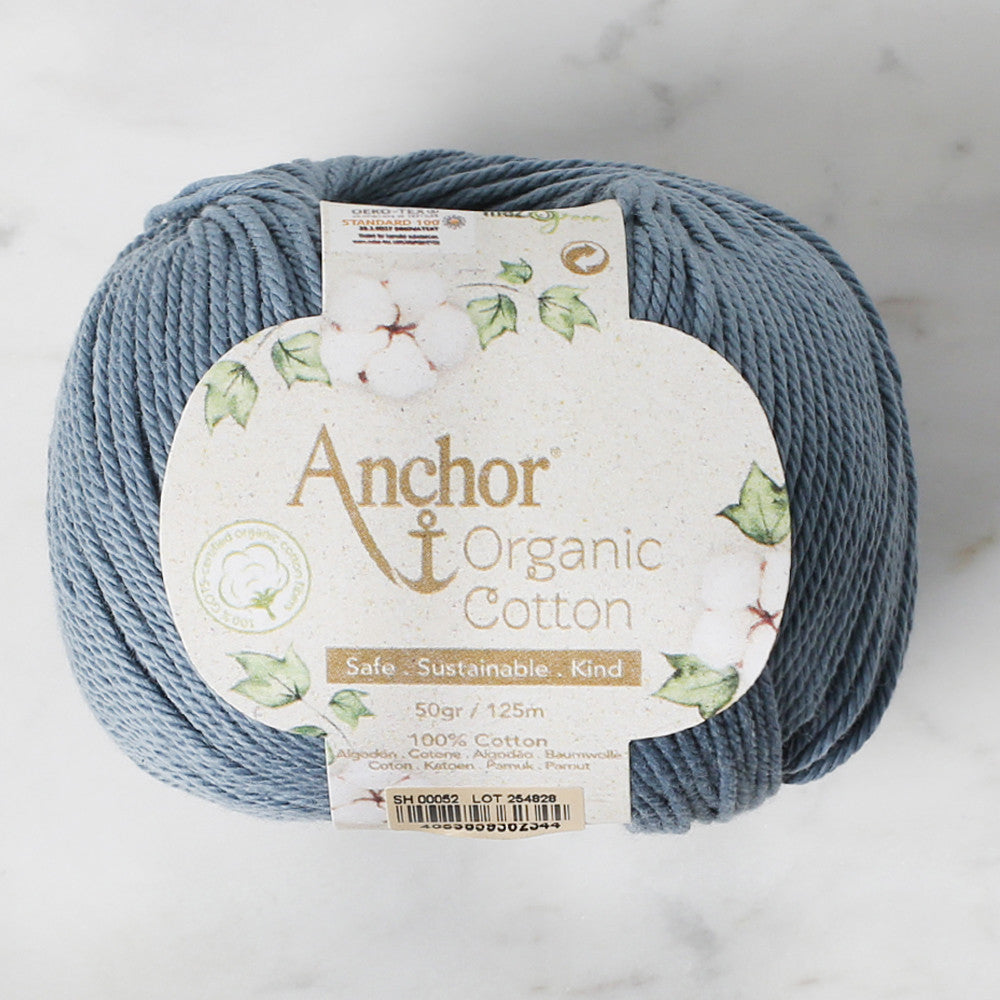 Anchor Organic Cotton Knitting Yarn, Blue - SH 00052