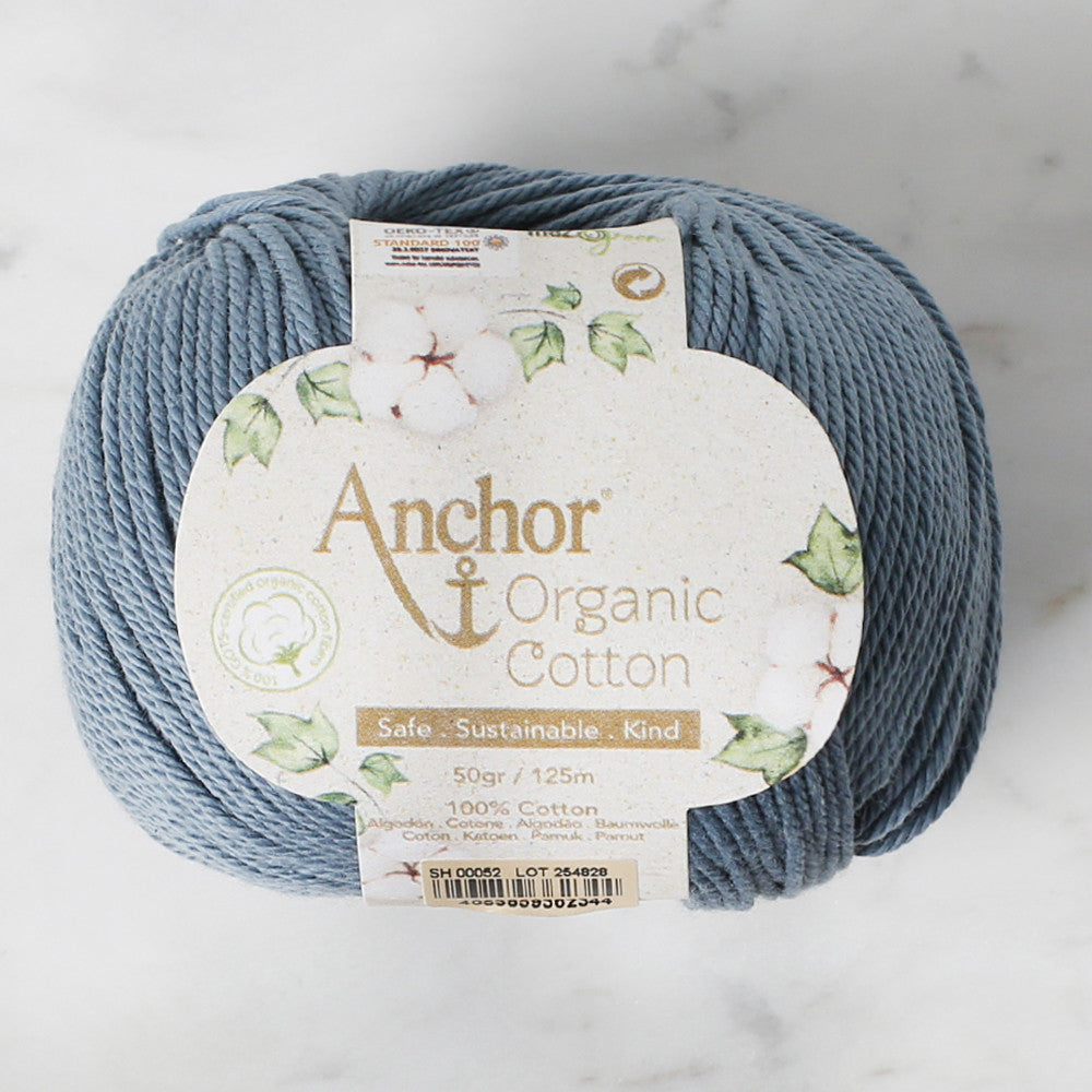 Anchor Organic Cotton Knitting Yarn, Blue - SH 00052