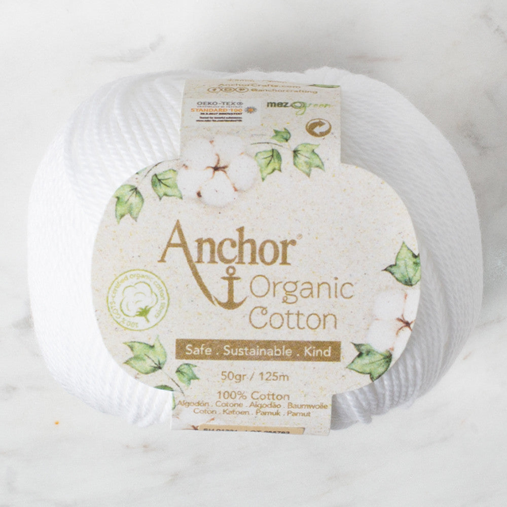 Anchor Organic Cotton Knitting Yarn, White - SH 01331