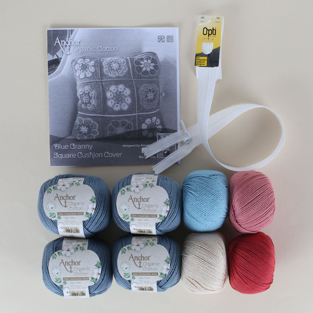 Anchor Organic Cotton Cushion Kit, Granny Square - Art:A28G001-09062