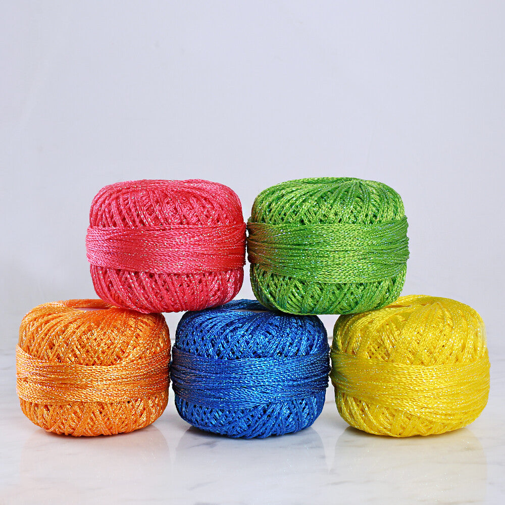 Anchor Metallic Assorted Colors 5 Skeins Silvery Yarn- A28N002-09061