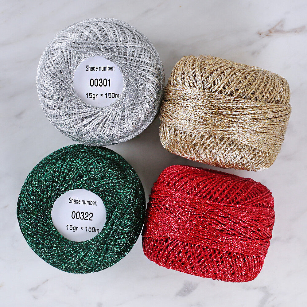 Anchor Metallic Assorted Colors 4 Skeins Silvery Yarn- A28M004-09061