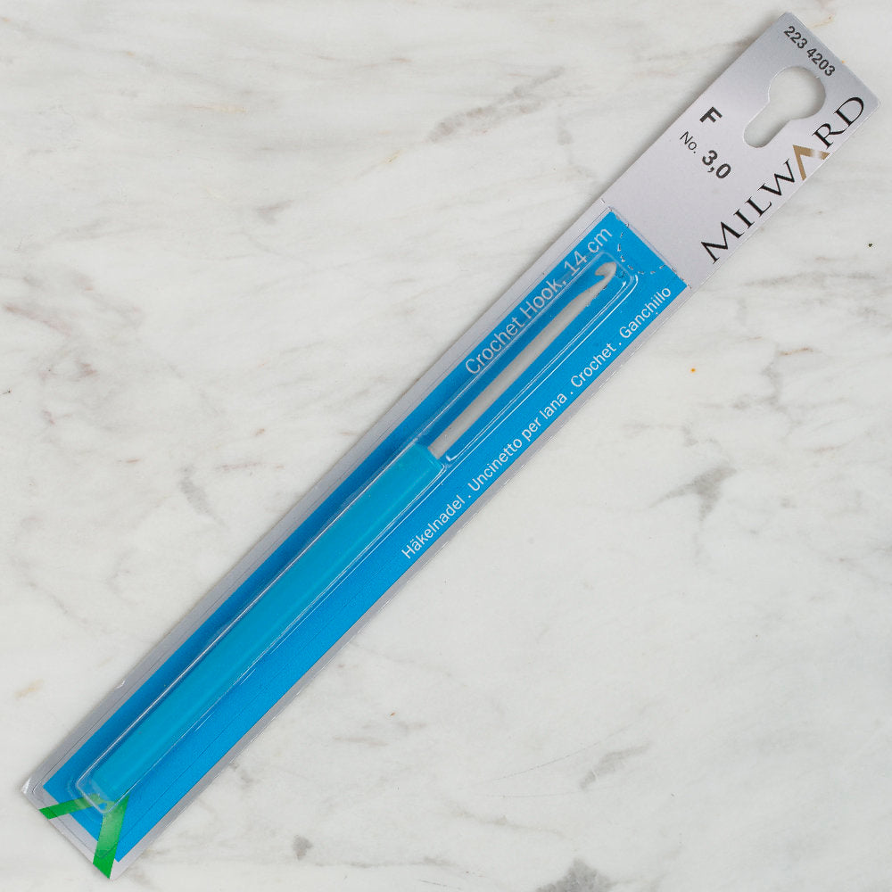 Milward Aluminium Crochet Hook with Plastic Handle 14 cm, size 3 mm