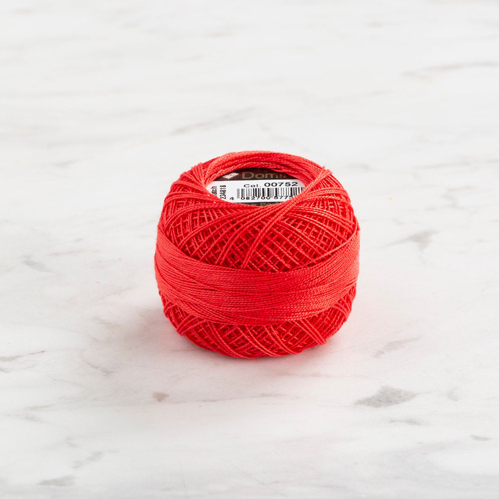 Domino Cotton Perle Size 12 Embroidery Thread (5 g), Vermilion - 4590012-752