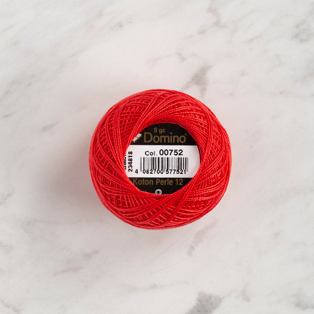 Domino Cotton Perle Size 12 Embroidery Thread (5 g), Vermilion - 4590012-752