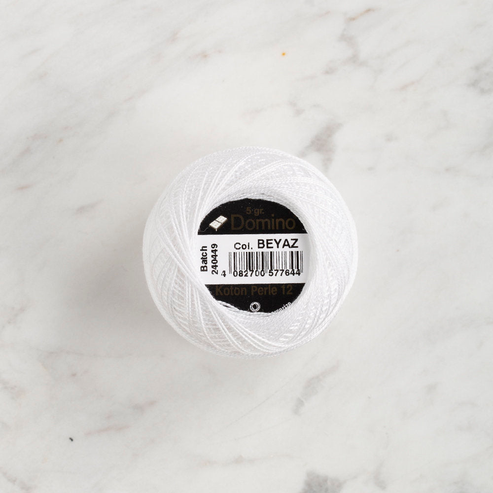 Domino Cotton Perle Size 12 Embroidery Thread (5 g), White - 4590012-White