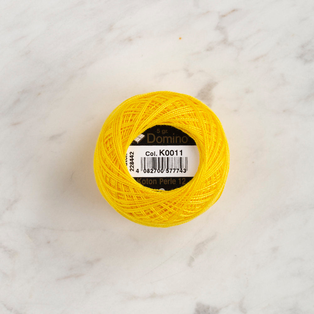 Domino Cotton Perle Size 12 Embroidery Thread (5 g), Yellow - 4590012-K0011