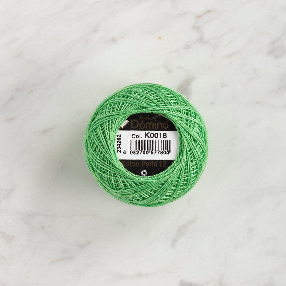 Domino Cotton Perle Size 12 Embroidery Thread (5 g), Green - 4590012-K0018