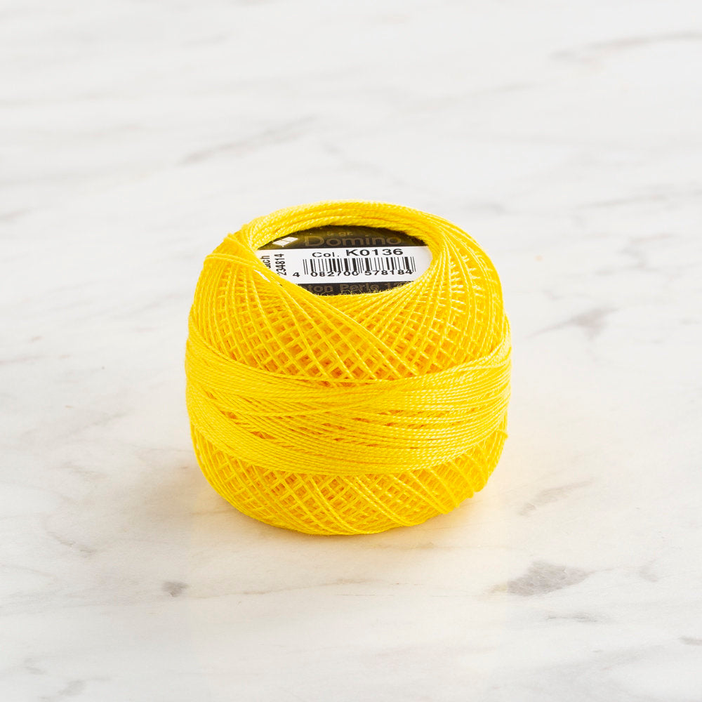 Domino Cotton Perle Size 12 Embroidery Thread (5 g), Yellow - 4590012-K0136