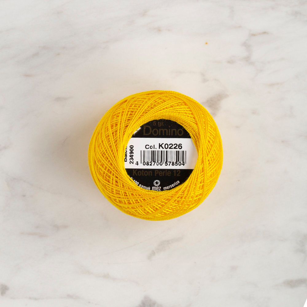 Domino Cotton Perle Size 12 Embroidery Thread (5 g), Yellow - 4590012-K0226