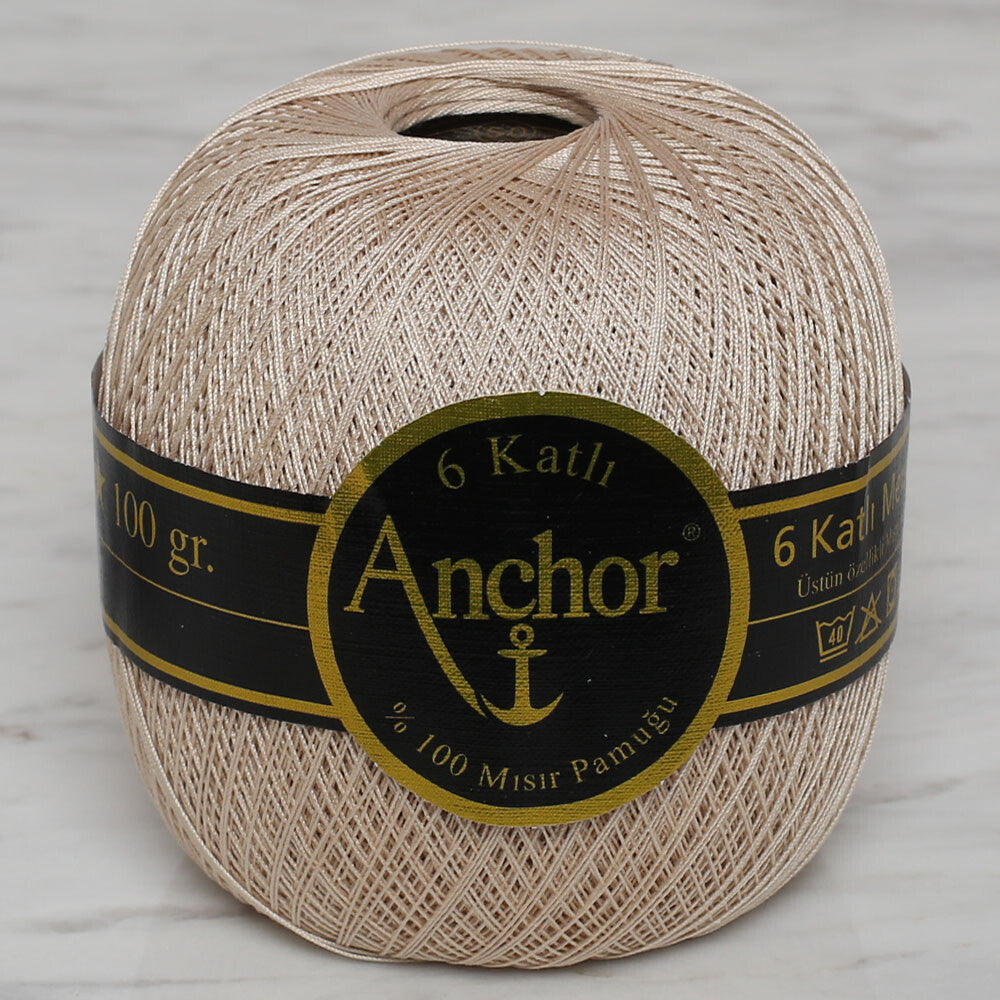 Anchor 6-Ply No:50 100 g Mercerized Cotton Lace Yarn, Ecru