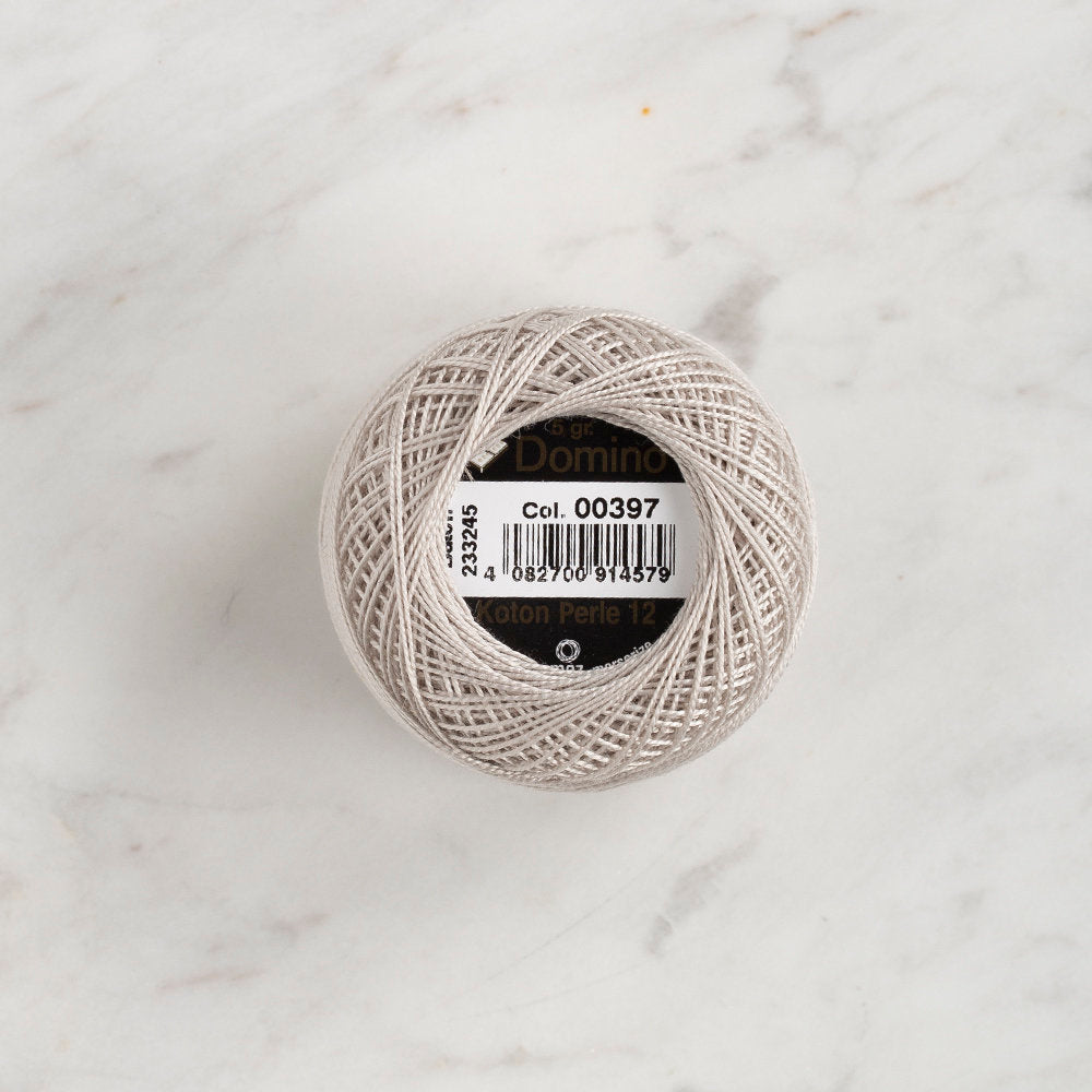 Domino Cotton Perle Size 12 Embroidery Thread (5 g), Light Grey - 4590012-397