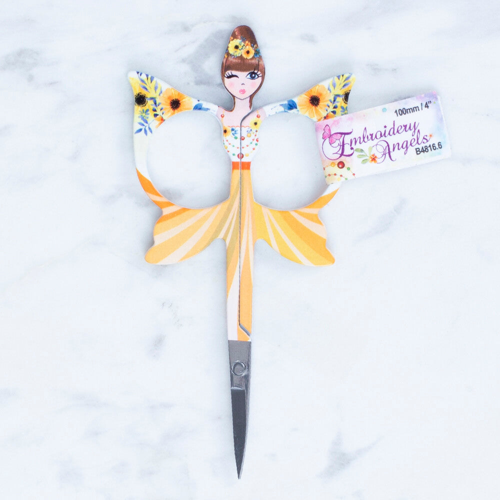 Loren Butterfly Patterned Scissors, Yellow - B4816.6