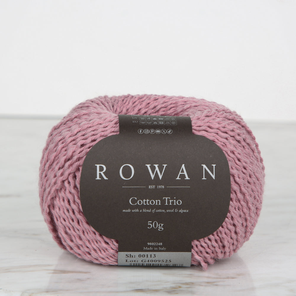 Rowan Cotton Trio Hand Knitting Yarn, Dusty Rose - 00113